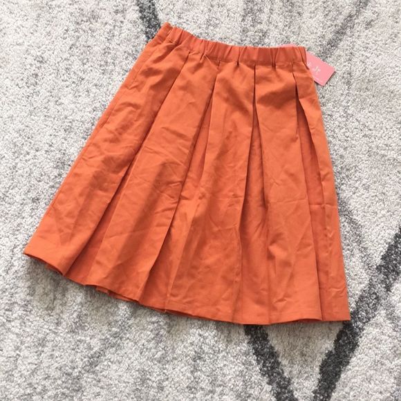 NWT Skirt Pleated Burnt Orange Side Zipper Multiple Sizes - Picture 9 of 10